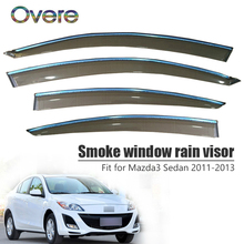 Overe-novo conjunto de viseira de chuva para carro mazda 3 sedan, 2011, 2012, 2013, ventilação abs, defletores de sol, acessórios de proteção 2024 - compre barato