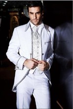Traje masculino branco, 3 peças, jaqueta + calça + colete + gravata, terno masculino para casamento 2024 - compre barato