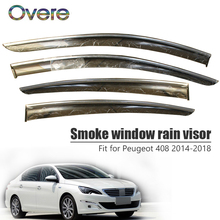 Overe 4Pcs/1Set Smoke Window Rain Visor For Peugeot 408 2014 2015 2016 2017 2018 ABS Awnings Shelters Guard Car Accessories 2024 - buy cheap