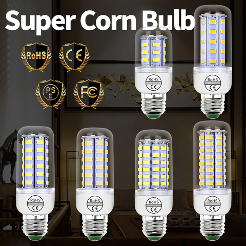 Led E27 Corn Bulb 220V Ampoule GU10 Lampada LED Corn Lamp E14 Candle Light Bulbs 5730 SMD 24 36 48 56 69 72leds Bombillas 3W 2022 - buy cheap