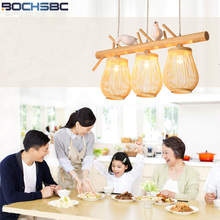 BOCHSBC-lámpara colgante de punto de mimbre para sala de estar y comedor, luz China Simple y creativa, arte de Bambú 2024 - compra barato