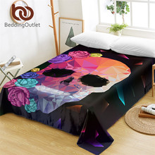 BeddingOutlet Geometric Skull Bed Sheets Gothic Colorful Flat Sheet Rose Floral Bed Linen Flowers Stylish Bedspreads Twin 2024 - buy cheap