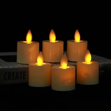 Pack of 6 Electronic Flameless Tea Light LED Votive Household Candle Swinging Dancing Moving Wick Home Wedding Party Decor-Amber 2024 - buy cheap