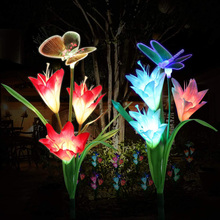 2pcs/Lot Tuinverlic Solar Powered LED Color Changing Lily Flowers Garden Light Decorations Waterproof Yard Patio Stake Lawn Ligh 2024 - buy cheap