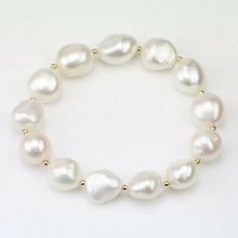 new natural Large Baroque Pearl Bracelet, 9-10mm White Freshwater Pearl Stretch Bracelet Bungee cord 2024 - buy cheap