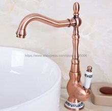 Basin Faucets Antique Red Copper Washbasin Faucet Bathroom Basin Taps Single Handle Vanity Single Hole Mixer Water Taps Bnf640 2024 - buy cheap