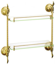 Estante de vidrio y latón para baño, estantería dorada, accesorios de baño, GB012b-1 2024 - compra barato
