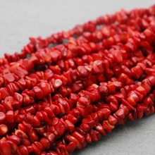 Pulsera con cuentas rotas de Coral rojo para mujer y niña, brazalete suelto de piedras irregulares, accesorios de estilo étnico, cadena de mano, joyería 2024 - compra barato