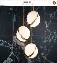 Luminária pendente esférica de vidro, estilo nórdico, moderno, led, anel de ouro, para cozinha, sala de estar, restaurante, quarto 2024 - compre barato