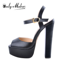 Onlymaker Women's Sandals Ankle Strap Peep Toe Platform Black  Chuncky High Heels Squre Toe Party Dress Casual Sandals 2024 - buy cheap