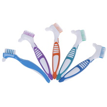 Multi-Layered Denture Cleaning Brush Bristles False Teeth Brush Oral Care Tool Bristles & Ergonomic Rubber Handle 2024 - buy cheap