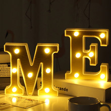 Lámpara LED de noche con letras del alfabeto inglés, luminaria con forma de número, decoración para fiesta de boda, accesorios de decoración para el hogar de Navidad 2024 - compra barato