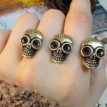 Hot 2 Double Bronze Three Skull Ring Punk Rock Rings Vintage Finger Ring Female Rings for Men Women's Ring Fashion Jewelry 2021 2024 - buy cheap