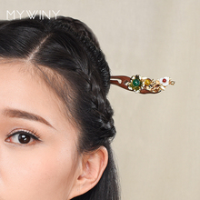 MYWINY Fashion nature sandalwood vintage hair jewelry, stone Ethnic hairpins,shell flower hair jewelry,plant Flower Hairpins 2024 - buy cheap