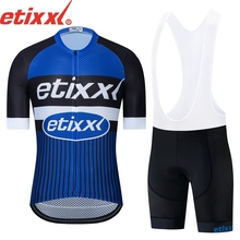 Conjunto de Ropa de ciclismo del equipo ETIXXL, maillot transpirable de secado rápido para bicicleta de montaña, almohadilla de gel, color azul, tour, 2021 2024 - compra barato
