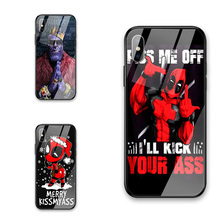 Стеклянный чехол для телефона iPhone XS MAX XR, роскошный брендовый чехол для iphone 7 plus XS 8 6s 6 Plus, чехол для смартфона Deadpool 2024 - купить недорого