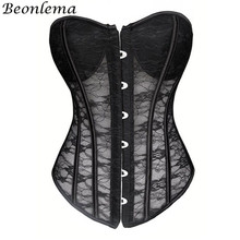 Beonlema espartilho de renda, espartilho transparente de perspectiva steampunk preto e branco, corpete sexy para mulheres, lingerie feminina 2024 - compre barato