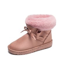 Super Warm Women's Snow Boots Plus Velvet Warm Winter Boots Female Fur Ball Comfortable Slip-On Ankle Flock Snow Shoes 2024 - buy cheap