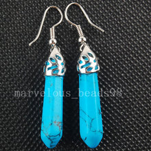 Free shipping Fashion Jewelry  Blue howlite Hexagonal Pointed Reiki Chakra Earring MC3113 2024 - buy cheap