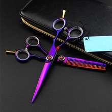 professional japan 440c 6 inch purple gem hair scissors cutting barber makas haircut thinning shears hairdressing scissors set 2024 - buy cheap