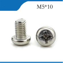 Free Shipping M5X10mm 50pcs Stainless Steel Pan HeadCross Socket Recessed Raised Cheese Head Pan Round Head Cross Recessed Screw 2024 - buy cheap