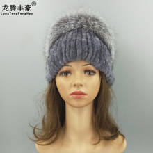 Women hat mink fur Hat Winter knitted hat women silver fox fur caps female Russian warm beanies hat 2018 brand women's fur cap 2024 - buy cheap