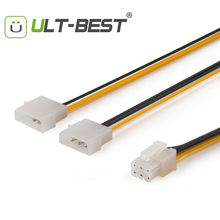 Сверхлучший SATA кабель питания, PCI-E 6Pin гнездо к Molex 4pin x2 сплиттер питания PCI Express удлинительные кабели 15 см 2024 - купить недорого