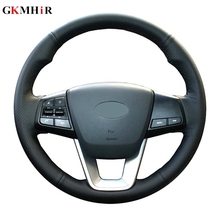 GKMHiR Soft Genuine Leather Black Car Steering Wheel Cover for Hyundai ix25 2014 -2018 Creta 2016 - 2018 2024 - buy cheap