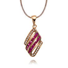 GVBORI Group inlay 18K Rose Gold Ruby Pendant  Diamond Necklace Fine Jewelry Christmas Women Wedding Jewelry 2024 - buy cheap