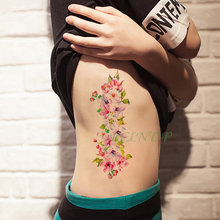Водостойкая Временная тату-наклейка, цветок, роза, цветок персика, тату-наклейки флэш-тату, искусственная татуировка для девочек и женщин 2022 - купить недорого