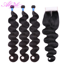 Abijale Brazilian Body Wave Bundles With Closure 28 30 32 34 36 38 40 Inches Human Hair Bundles With Closure Remy Hair 2024 - buy cheap