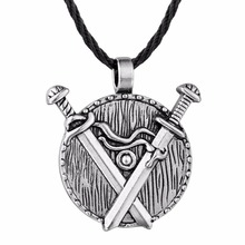 Nostálgica viking espadas amuleto guerreiro escudo espiritual jóias charme colar 2024 - compre barato