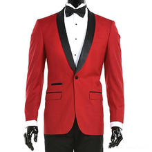 Мужские костюмы красного цвета для вечеринки, черные облегающие костюмы с отложным воротником на одной пуговице, свадебные смокинги жениха из двух предметов, лучшая мужская куртка, брюки, 2019 2024 - купить недорого