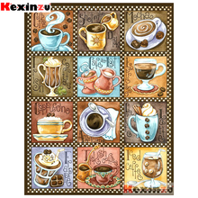KEXINZU-pintura diamante 5D DIY "patrón de café", cuadrados o redondos de imitación bordado de diamantes, estilo punto de cruz 5D, decoración del hogar, K112246 2024 - compra barato