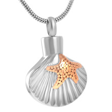 Hot Shell Starfish Medalhão Cinzas Urn da cremação Memorial Lembrança Aço Inoxidável shell Pingente de Colar Para As Mulheres Homens Jóias 2024 - compre barato