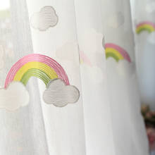Cartoon Rainbow Clouds Embroidered Tulle Children Curtains for Kids Bedroom Window Treatments Kitchen Curtains for Living Room 2024 - buy cheap