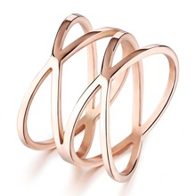 Anel de dedo de aço inoxidável 316l, anel simples de ouro rosé para mulheres e meninas, presente por atacado nos tamanhos 5/6/7/8 joias fashion 2024 - compre barato