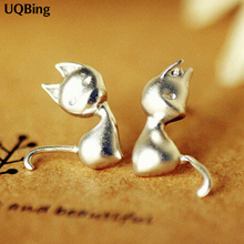 Hot Sell Fashion Silver Color Stud Cat Earrings Wholesale Jewelry Pendientes Brincos Fashion Jewelry 2024 - buy cheap