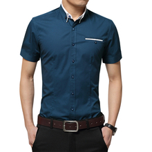 Camisa casual masculina com mangas curtas, camisa casual sólida de manga curta para homens, com caixa, 2020 2024 - compre barato