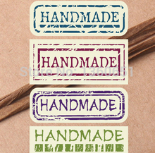 Free shipping four kind of Vintage "Hand Made" Sticker Label For Handmade Products and Gift Packaging Seal 5x1.7cm (80pcs/lot) 2024 - buy cheap