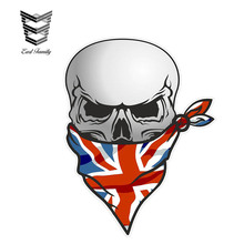 EARLFAMILY 12 см X 8,3 см Готический Байкерский пиратский череп с лицом бандана британский флаг мотив внешние виниловые автомобильные наклейки 2024 - купить недорого
