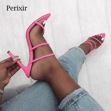 Perixir-Sandalias de tacón alto para mujer, zapatos fluorescentes de licra, con punta abierta, deslizantes, a la moda, para verano, 2020 2024 - compra barato