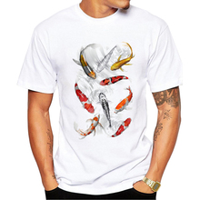 TEEHUB-Camiseta con estampado de pez Koi para hombre, ropa informal de manga corta, divertida 2024 - compra barato