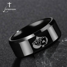Letdiffery Trendy Spades Poker Ring Band Men Ring Stainless Steel Black Finger Ring Wholesale Jewelry 2024 - buy cheap