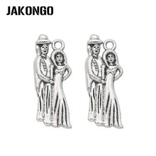 JAKONGO Antique Silver Plated Bride Groom Charm Pendant Bracelets Jewelry Findings Accessories Making Craft DIY 18x22mm 2024 - buy cheap