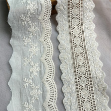 3 Yards Beige Embroidery Cotton Lace Trim Floral Scalloped Hometexile DIY Handmade sewing accessories for dress 2024 - buy cheap