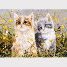 Pintura com diamantes para decoração de casa, pintura quadrada completa pintada para gatinhos ponto cruz bordado com pedras de animais e gatos decoração com mosaico 2024 - compre barato