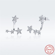 Pendientes de plata esterlina 925 originales para mujer, aretes de tuerca de estrella de amor, Micro CZ, S925, meteorito de circón, joyería de fiesta 2024 - compra barato