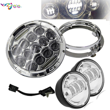 Faro LED de 7 pulgadas para motocicleta, Faro de 7 pulgadas + anillo montura + luces antiniebla para Electra Glide Road King Street Glide 2024 - compra barato