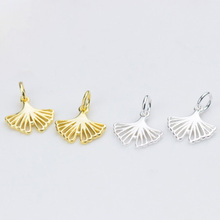 Fashion Gold Hollow Craft Ginkgo Leaf Charms 100% 925 Sterling Silver Drop Pendants For Women Jewelry DIY Fine Earrings Findings 2024 - buy cheap